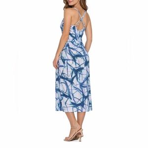 Open Edit Nordstrom Women’s M Abstract Print Midi Slip Dress Strappy Crisscross
